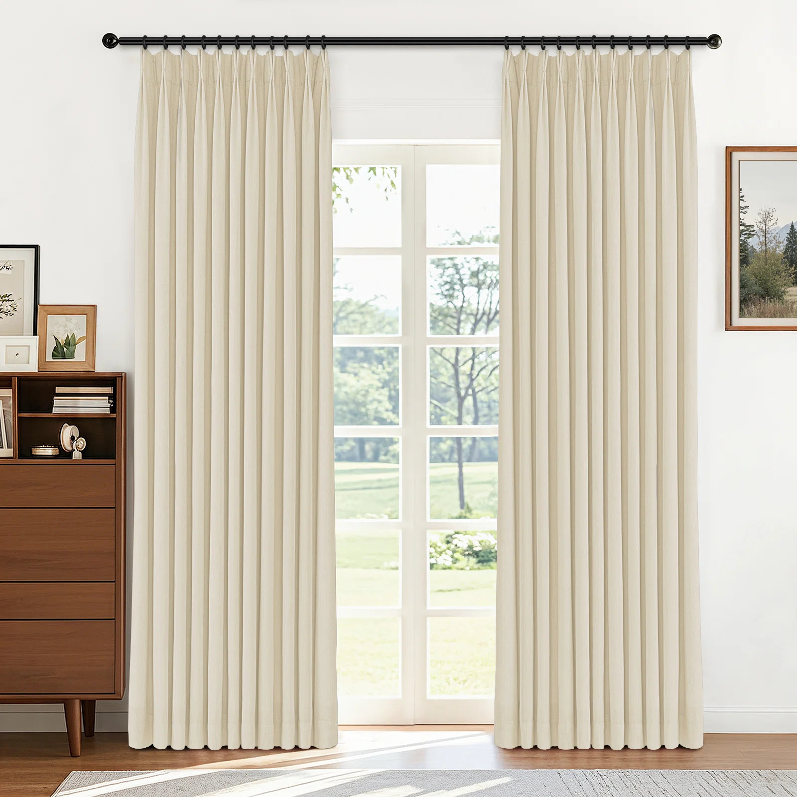 100% Blackout Linen Blend Curtains – Thermal Insulated Pinch Pleated Panels For Bedroom & Livin... | Wayfair North America