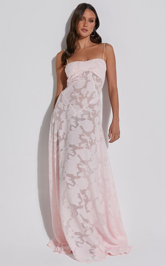 Lily Maxi Dress - Sheer Jacquard Maxi Dress in Pink | Showpo (ANZ)