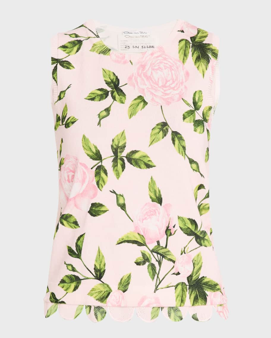 English Roses-Print Knit Tank With Scalloped Trim | Neiman Marcus