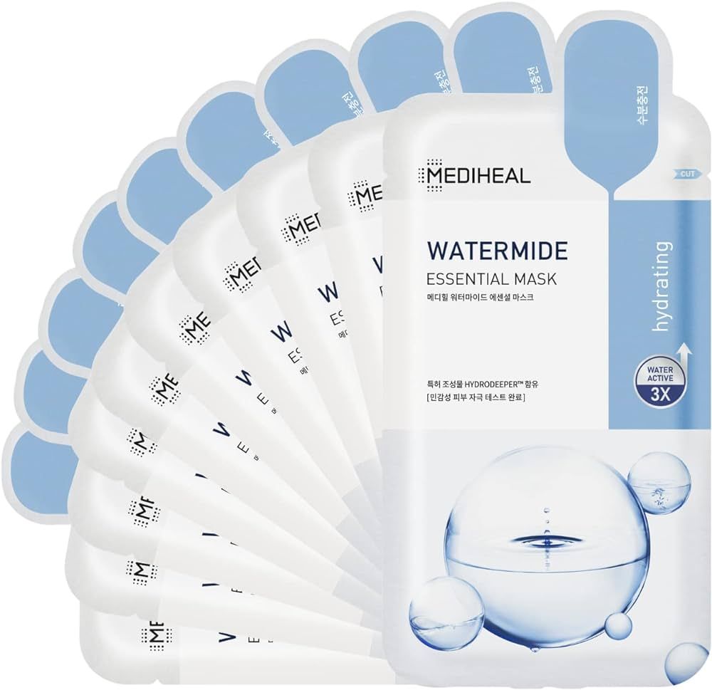 Mediheal Best Korean Sheet Mask - Watermide Essential Face Mask 10 Sheets For All Skin Types Kore... | Amazon (US)