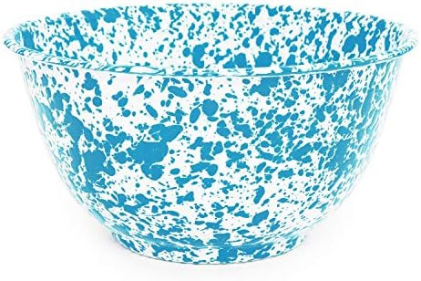 Crow Canyon Home Enamelware Salad Bowl, 5 quart, Turquoise/White Splatter | Amazon (US)