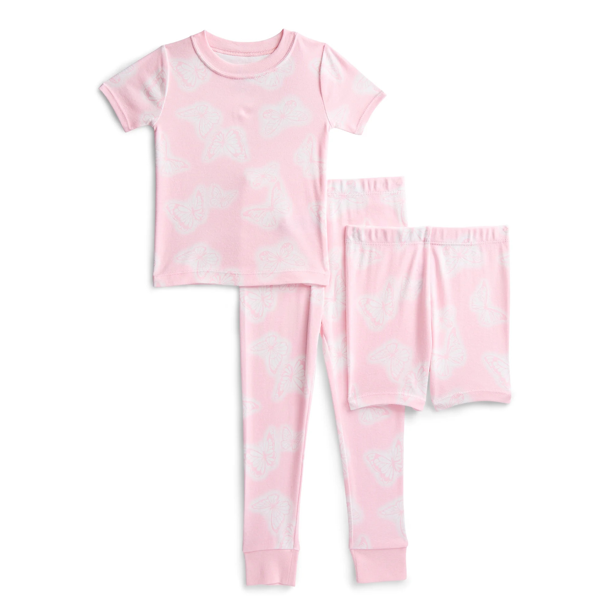 Wonder Nation Toddler Girls Short Sleeve Top, Pants and Shorts Pajama Sleep Set, 3-Piece, Sizes 1... | Walmart (US)