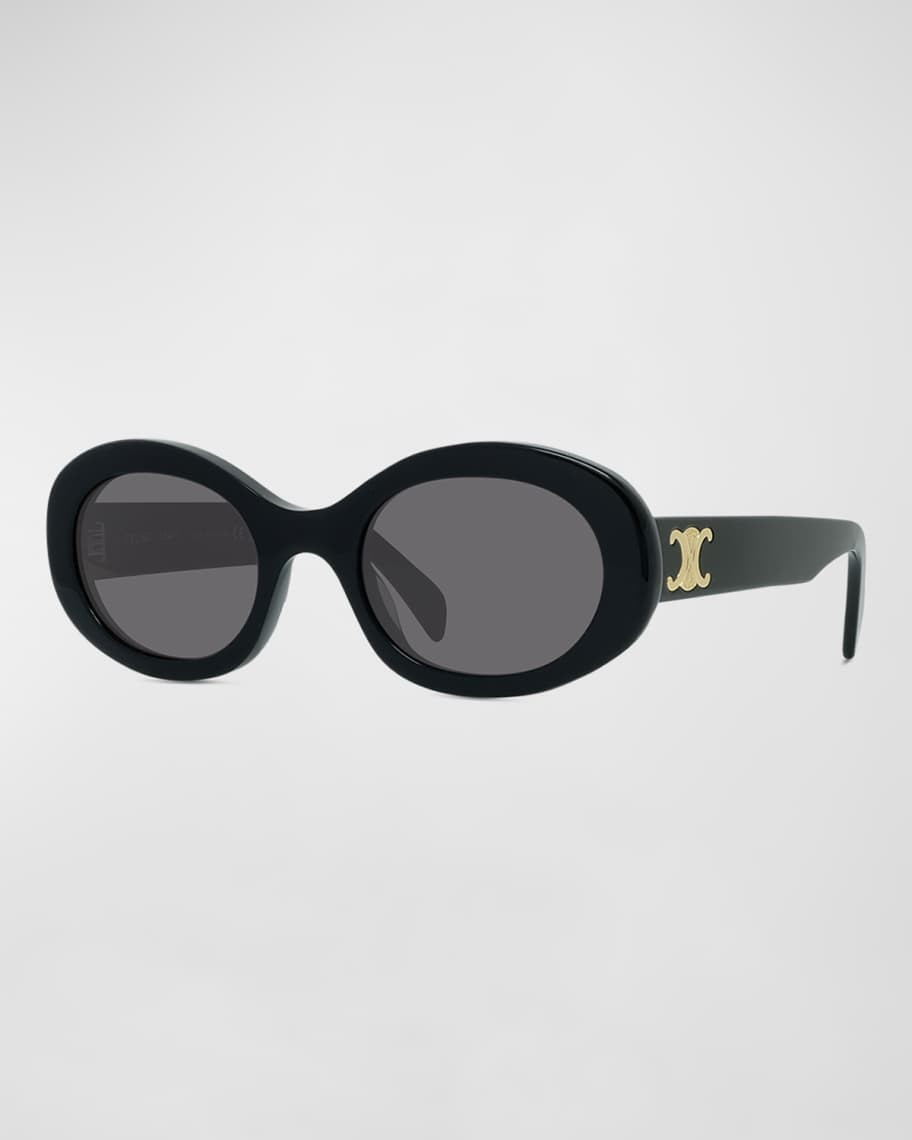 Triomphe Logo Oval Acetate Sunglasses | Neiman Marcus