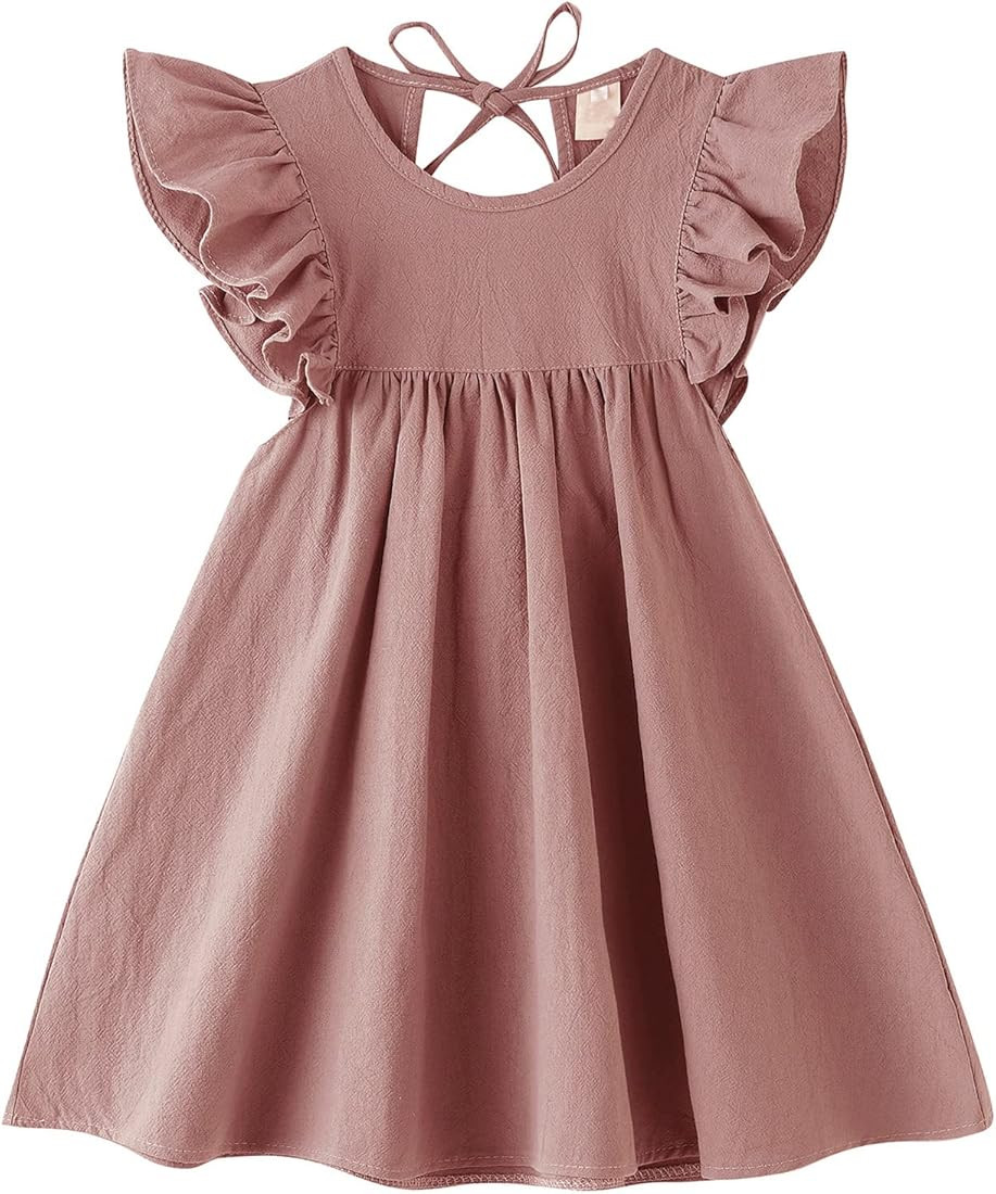 Dutebare Toddler Baby Girl Dress Cotton Linen Ruffle Halter Sleeveless Dresses Kids Summer Sundre... | Amazon (US)