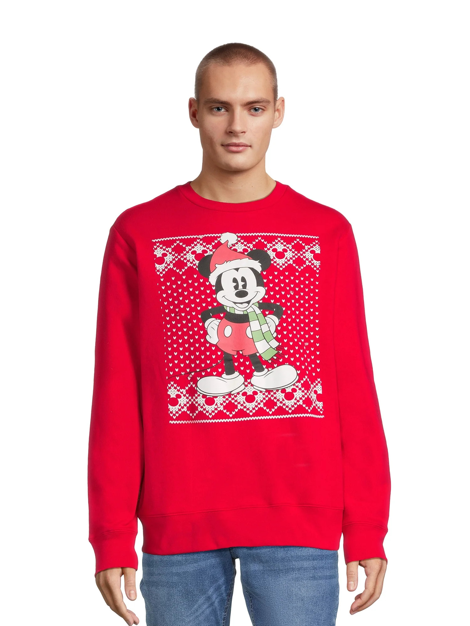Mickey Mouse Men's Light Up Christmas Sweater with Long Sleeves, Sizes S-3XL - Walmart.com | Walmart (US)