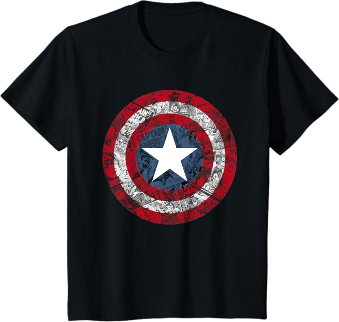 Marvel Captain America Avengers Shield Comic T-Shirt | Amazon (US)