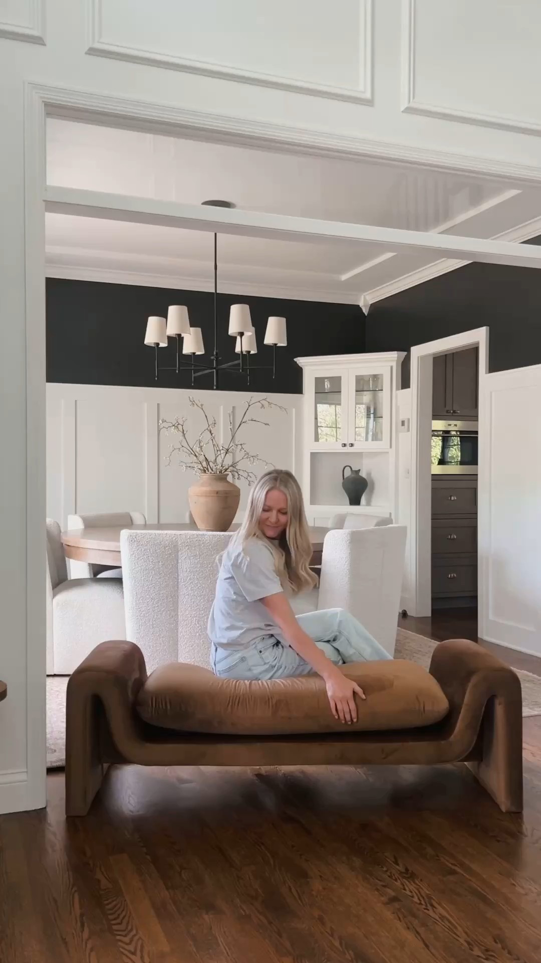 This brown velvet bench is not only dreamy is so comfy to sit abs lay on too. The color and texture is perfection! Our round table is from RH from about 10 years agoo

#LTKdayinmylife #LTKSaleAlert #LTKHome