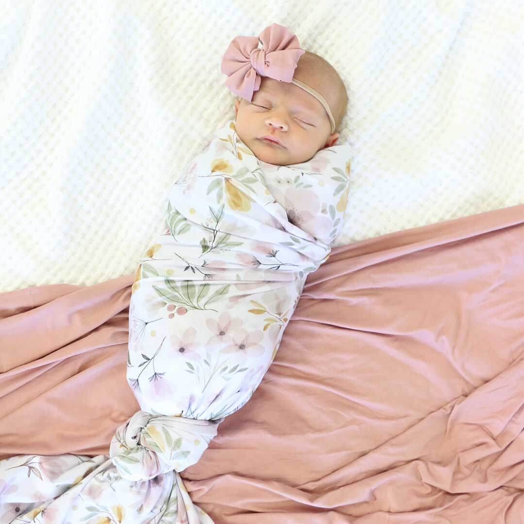 Maeve's Mauve & Mustard Floral Oversized Swaddle Blanket | Caden Lane