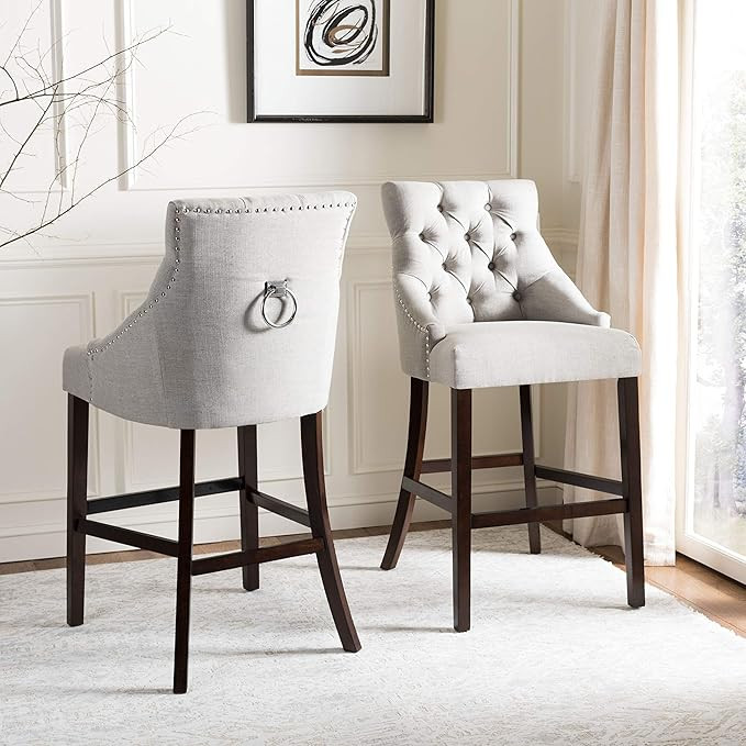 Safavieh Eleni Bar Stool, Light Grey/Espresso | Amazon (US)