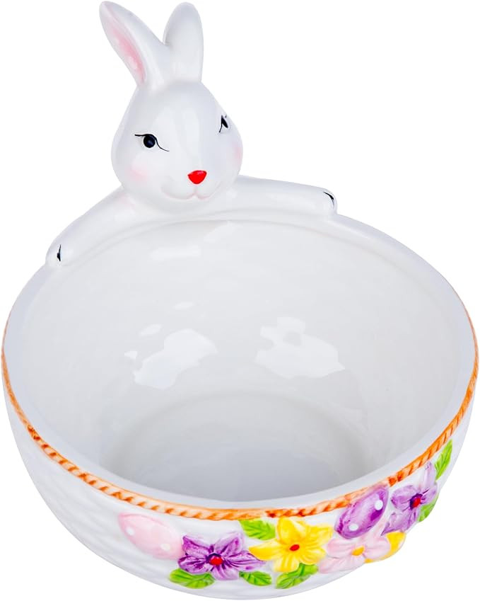 Adorable Easter Ceramic Candy Dish - Easter Bunny Candy Bowl, Dishwasher and Microwave Safe | Amazon (US)