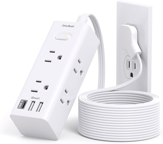 One Beat 10Ft Extension Cord with Multiple Outlets,Flat Plug Power Strip Surge Protector with 10 ... | Amazon (US)