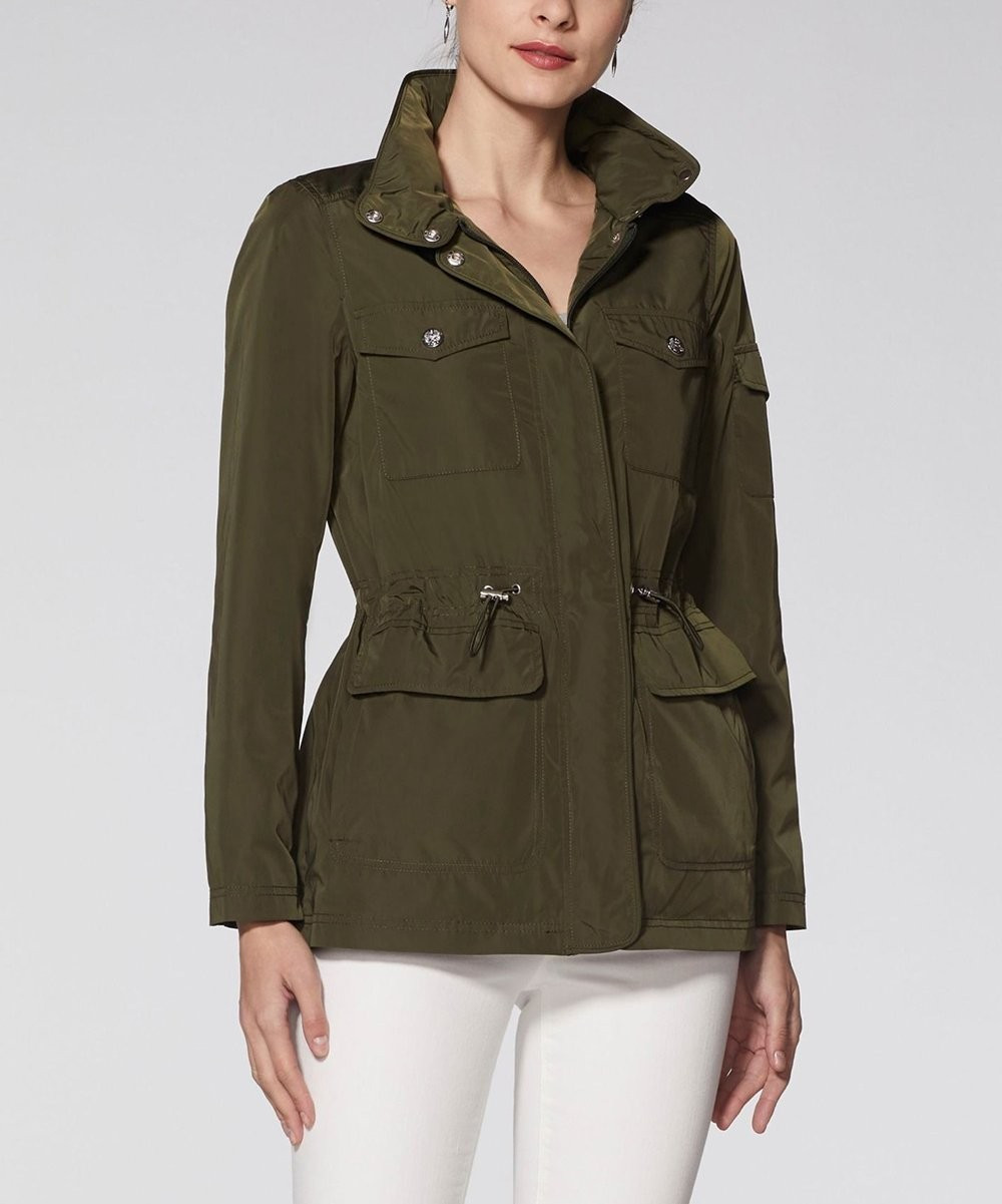 Basil Cinched Waist Rain Coat - Women | Zulily