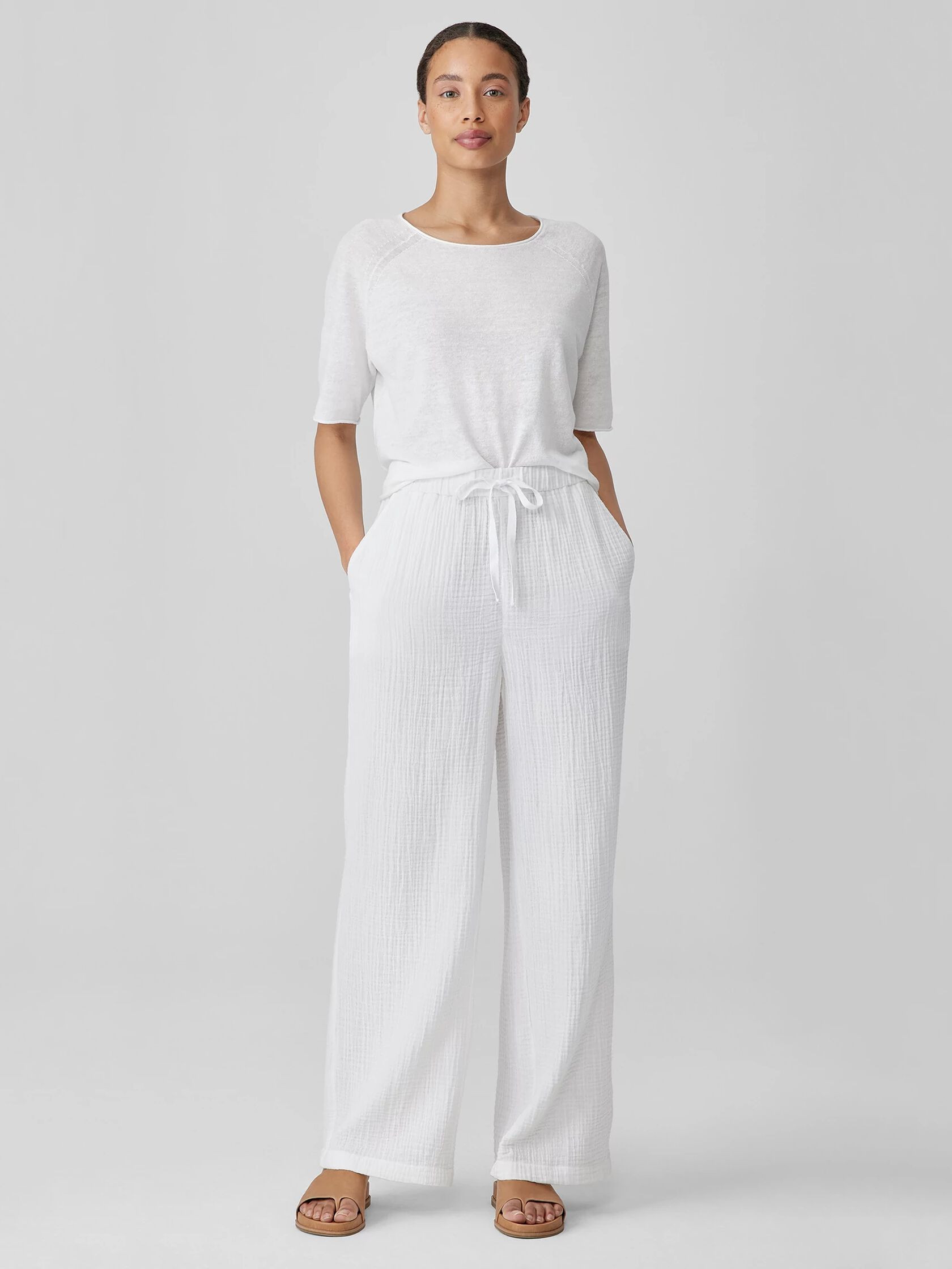 Organic Cotton Lofty Gauze Straight Pant | Eileen Fisher