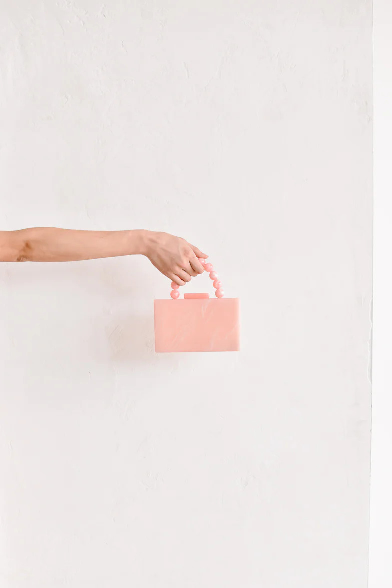 Santiago Acrylic Box Bag with Top Handle - Pink | Confête