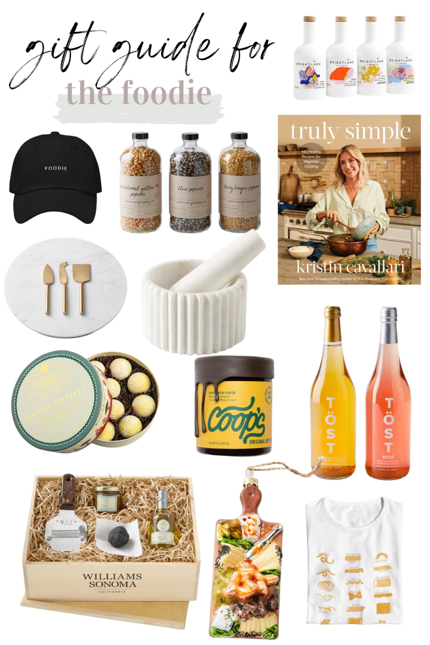 Gift guide for the foodie, olive oil chat popcorn cookbook non alcoholic cocoa truffles ornament t shirt 

#LTKSeasonal #LTKGiftGuide #LTKHoliday