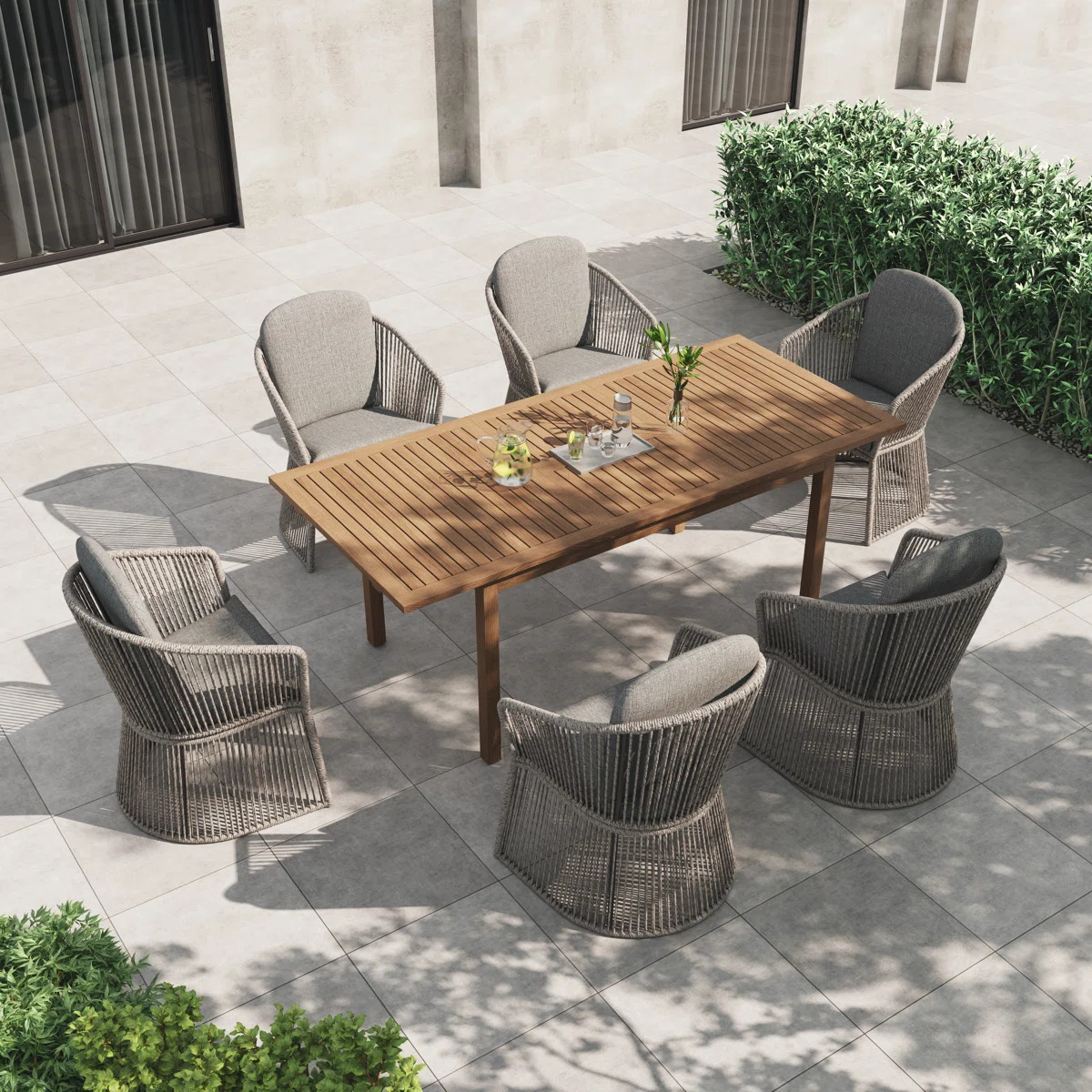 6 - Person Rectangular Outdoor Dining Set With Cushions | Wayfair North America