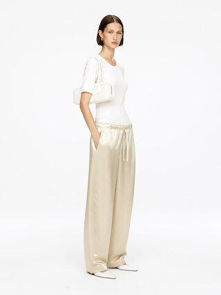 Drawstring Satin Trousers – Light Beige – Women – ARKET GB | Arket UK