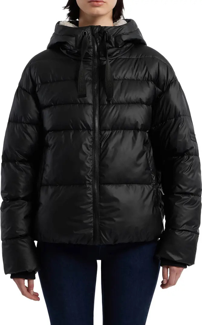 Hunter Admiral Water Repellent Faux Shearling Lined Hooded Crop Puffer Jacket | Nordstromrack | Nordstrom Rack