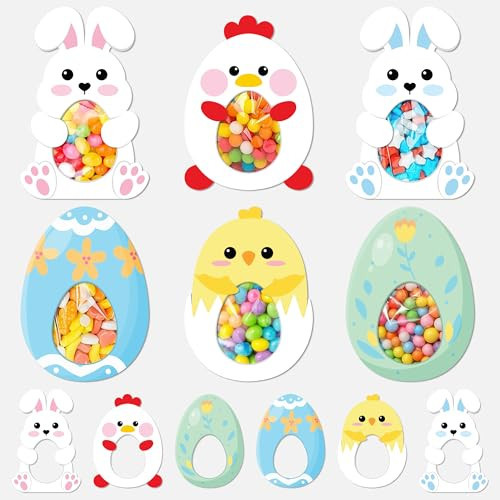 24 Pack Easter Candy Cards for Kids, Bunnies Eggs Chick Easter Card Candy Holder, DIY Fillable Easter Gifts for Classroom Favors, Greeting Cards Gifts for School Party Favors | Amazon (US)