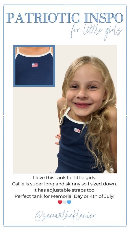 Patriotic tank top perfect for a little girl’s Memorial Day or 4th of July outfit❤️🤍💙

#LTKSeasonal #LTKKids #LTKFamily