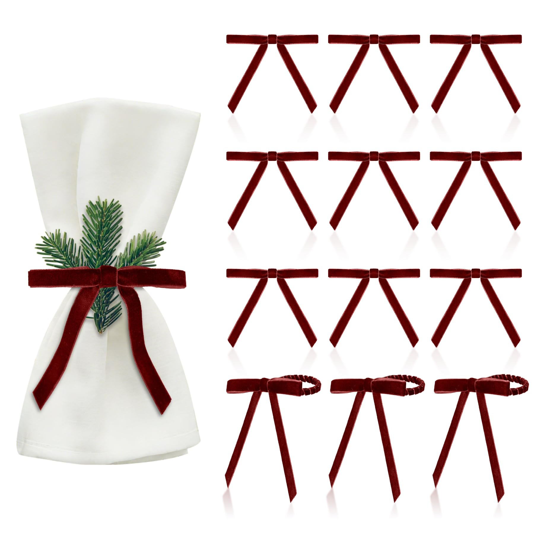 12 Pcs Christmas Napkin Rings Red Bow Velvet Napkins Holder Xmas Chic Velvet Napkin Buckle for Ch... | Amazon (CA)