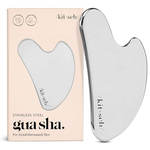 Kitsch Stainless Steel Gua Sha Facial Tools - Guasha Tool for Face, Face Sculpting Tool, Jawline Shaper, Double Chin Reducer, Body Gua Sha Tools, Lymphatic Drainage Massager, Facial Skin Care - Silver | Amazon (US)