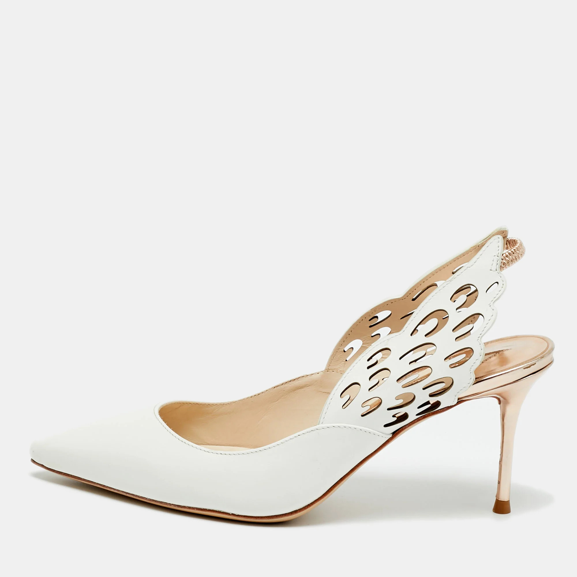 Sophia Webster White Leather Angelo Slingback Pumps | Shop Simon
