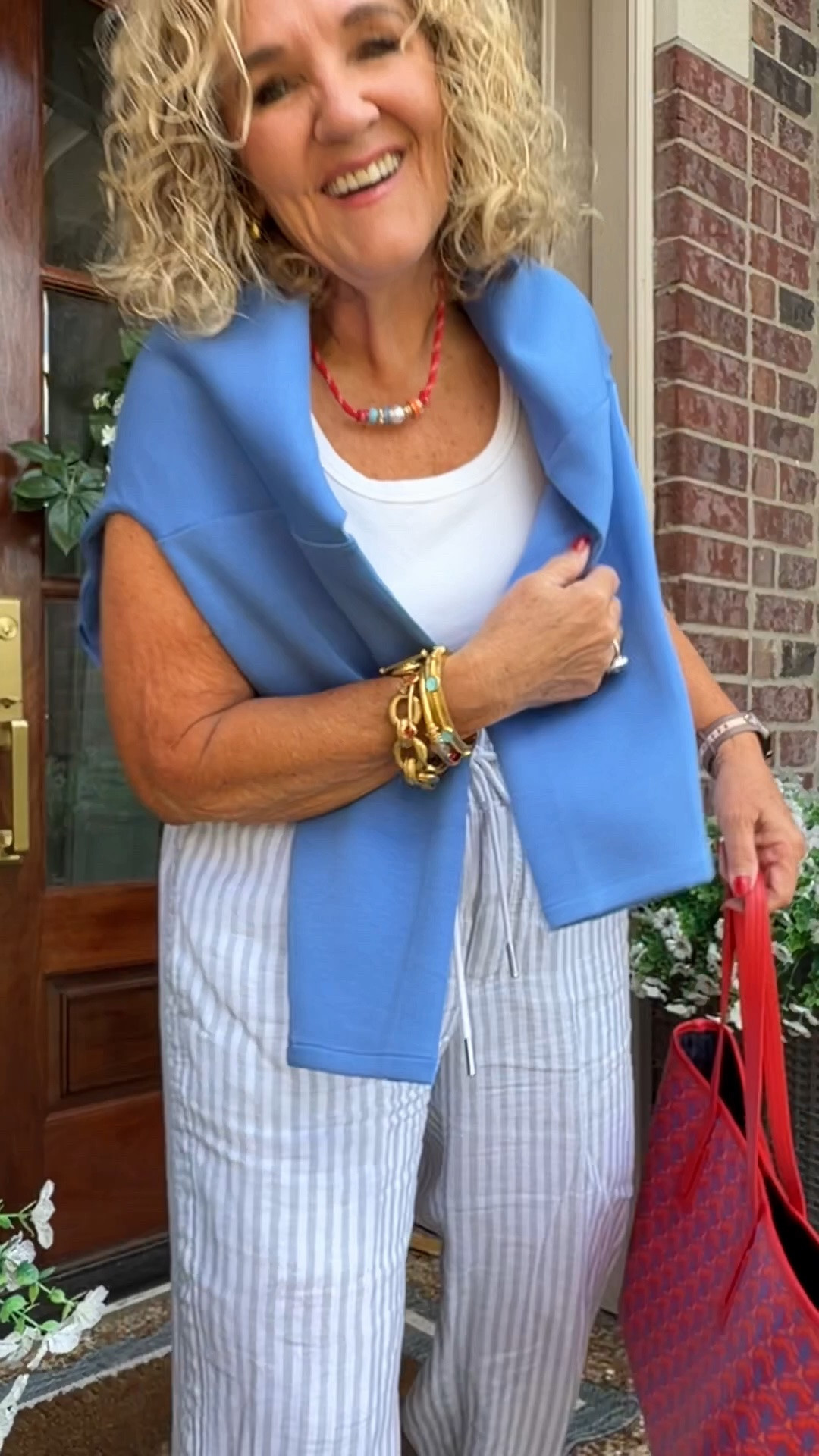 Size medium linen pants
Size medium tank
Medium air essentials 
My bag is a splurge, but I’ll Link a similar non-designer

#LTKOver40 #LTKSeasonal #LTKootd
