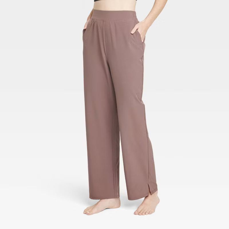 Women's Woven High-Rise Straight Leg Pants - All In Motion™ | Target