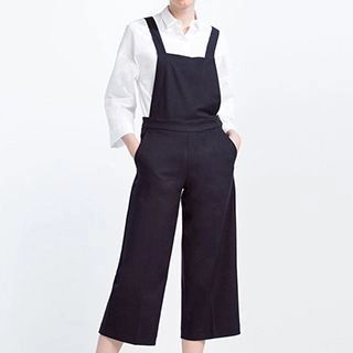 Cross Strap Back Cropped Pinafore Jumpsuit | YesStyle Global