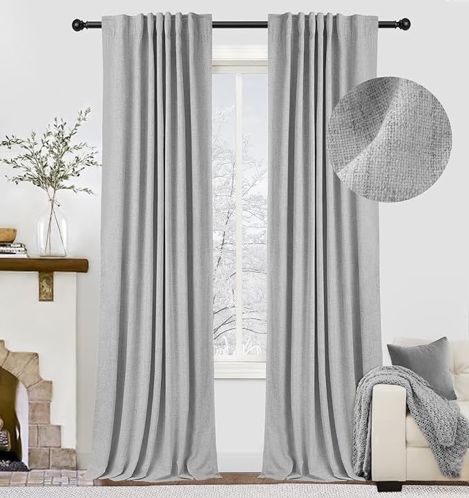 zeerobee 100% Blackout Curtains for Bedroom 84 inches Long, Linen Blackout Curtains 84 inches Lon... | Amazon (US)