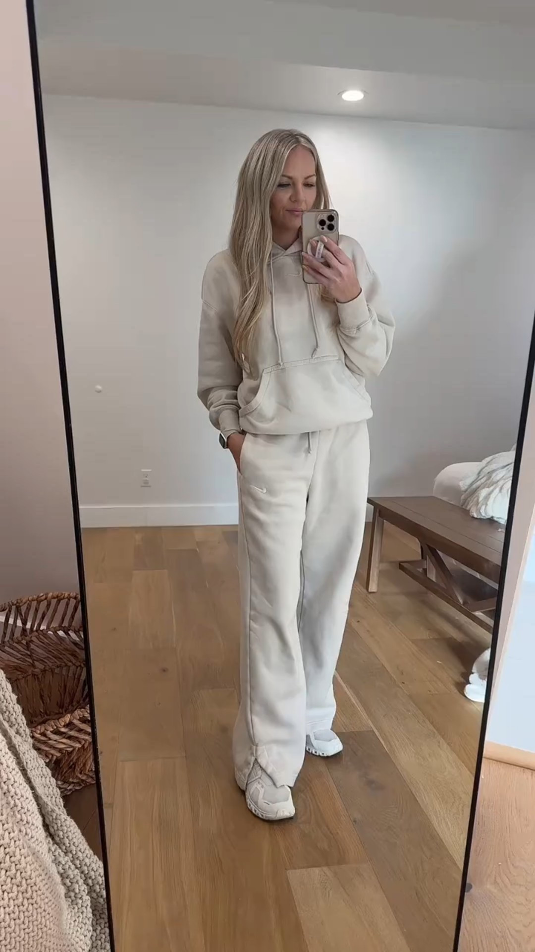 The color of this matching set sweatsuit is so perfect. The light beige/bone color is so pretty and it’s super comfy too! 
Size down in definitely the hoodie but also in the pants. 



#LTKActive #LTKmomlife #LTKselfcare