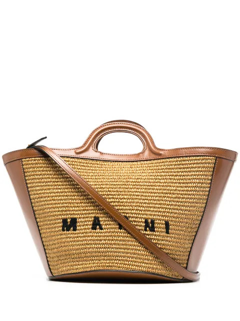 logo-embroidery raffia tote | Farfetch Global