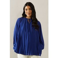 Womens Pleated Blouson Sleeve Blouse - Blue - 12 | boohoo (US & Canada)