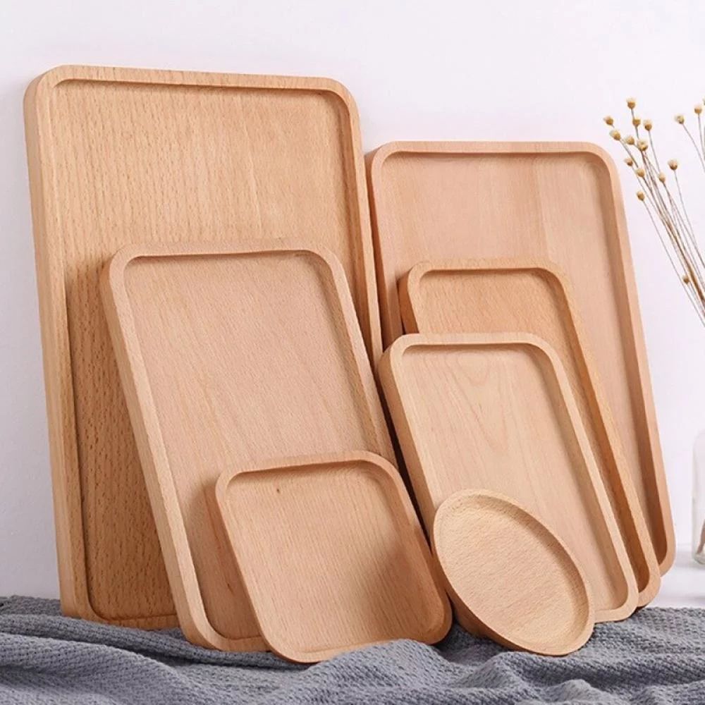 Clearance Sale Wood Serving Plate Tableware Square Round Rectangle Wooden Tea Tray Fruit Dessert ... | Walmart (US)