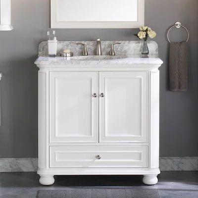 allen + roth Wrightsville 36-in White Undermount Single Sink Bathroom Vanity with Natural Carrara... | Lowe's