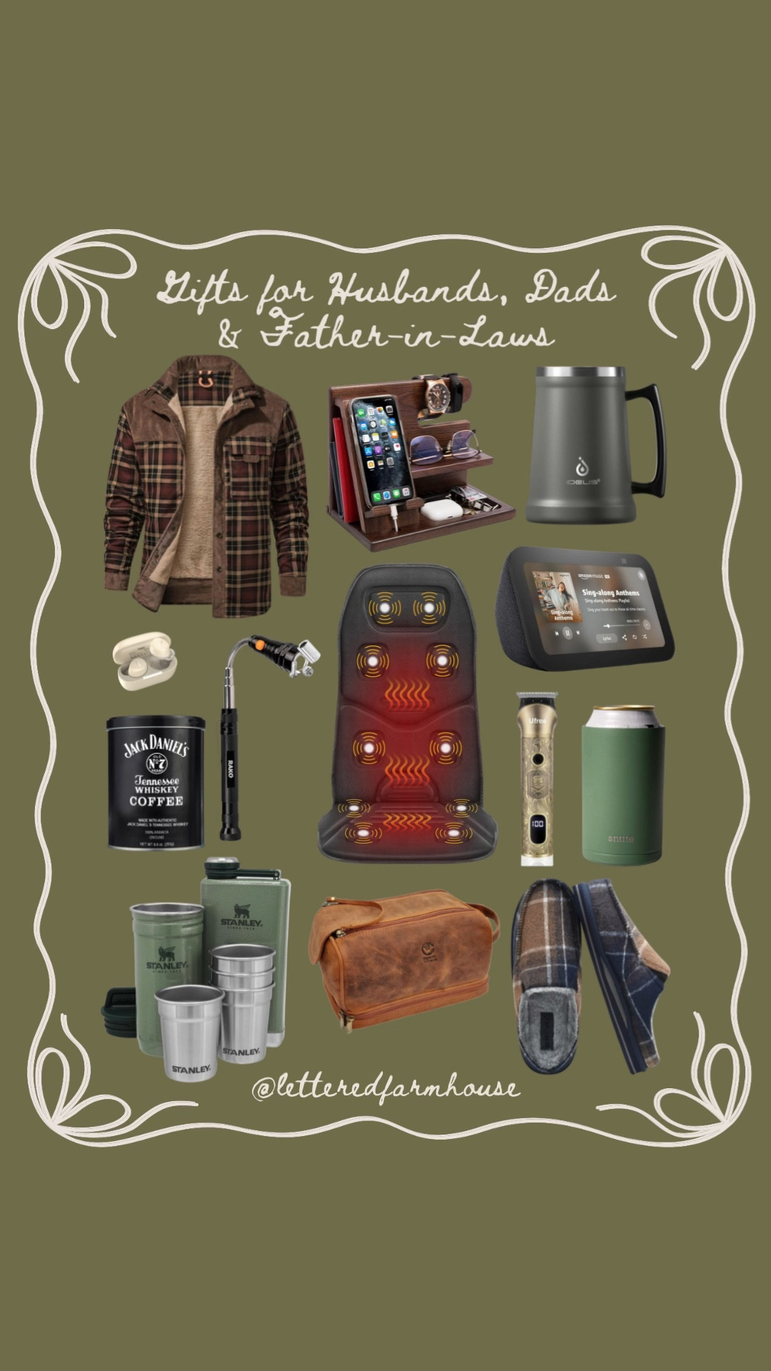 Looking for the best holiday gift ideas for your husband or dad? This curated guide is full of Amazon finds he’ll actually use and love — from cozy plaid jackets and massage seat pads to whiskey coffee, travel organizers, Stanley gear, and smart tech gadgets. Perfect for Christmas, birthdays, or Father’s Day, these practical and thoughtful gifts make shopping for men easy this season. Save this pin to shop all the top-rated men’s gift ideas for 2025!

Dad gifts, gifts for dad, gifts for dad, gifts for father, gifts for father in law, father-in-law, gifts for him, gifts for men, gifts for husband, husband gift, father gift, sports gifts, golf gifts, coffee gifts, camping gifts, grilling gifts, dad stocking stuffer, men’s stocking stuffer, husband stocking stuffer, fiancé stocking stuffer, boyfriend stocking stuffer, boyfriend gift, boyfriend christmas gift, gifts for boyfriend, boyfriend shirt, boyfriend gift guide, dad gift guide, husband gift guide, men’s gift guide, men’s fashion, dad christmas gifts, husband christmas gifts, finance Christmas gifts, boyfriend christmas gifts, new home gifts, host gifts, engagement gifts, house warming gift, dad birthday gifts, husband birthday gifts, father in law birthday gift ideas, boyfriend birthday ideas, dad gifts from daughter, group gift, work gift, Father’s Day
#LTKCyberWeek 

Follow my LTK @LetteredFarmhouse on the @shop.LTK app to view this post and get my exclusive app-only content!

#liketkit #LTKGiftGuide #LTKFindsUnder100 #LTKHoliday #LTKMens #LTKFindsUnder50
@shop.ltk
https://liketk.it/5CswV

#LTKMens #LTKGiftGuide #LTKHoliday