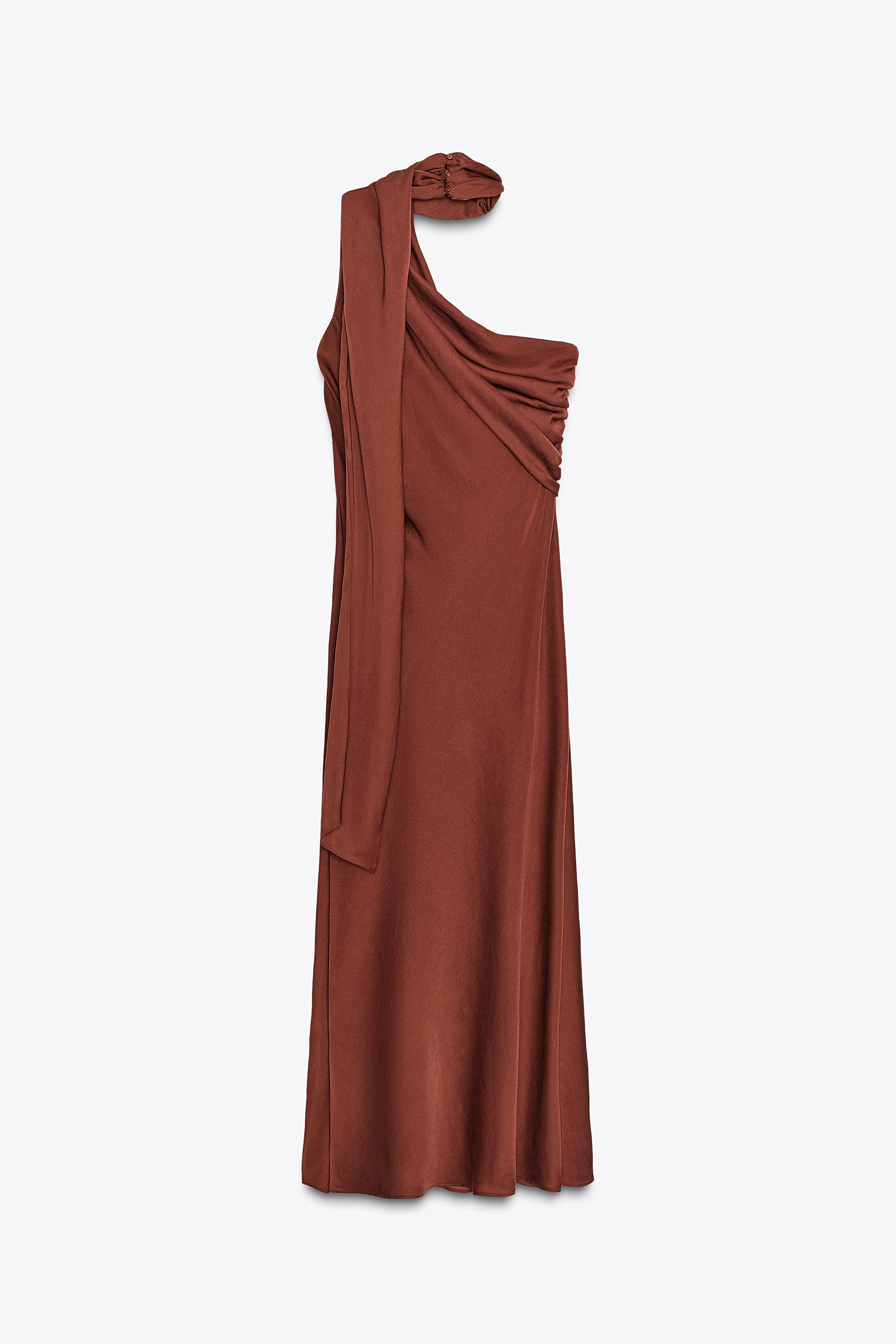 ASYMMETRIC SCARF MIDI DRESS | Zara US