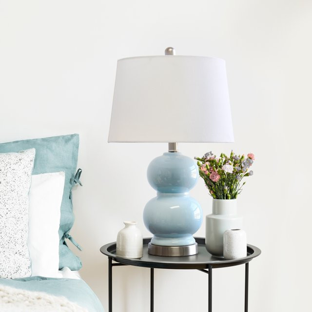 Elegant Designs Double Gourd Ceramic Lamp - Light Blue | Walmart (US)