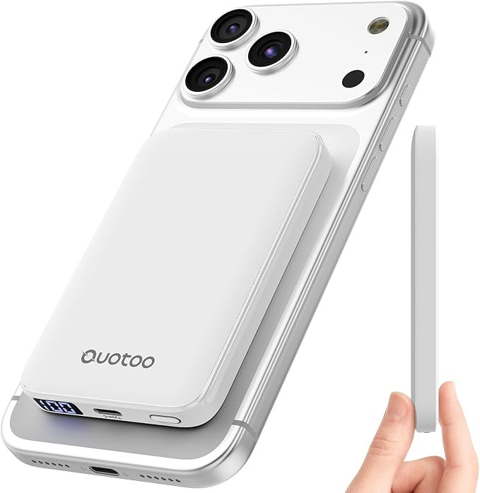 Ouotoo Ultra-Thin Magnetic Power Bank 5000mAh, 15W Qi Fast Wireless Charging Portable Battery Pac... | Amazon (US)
