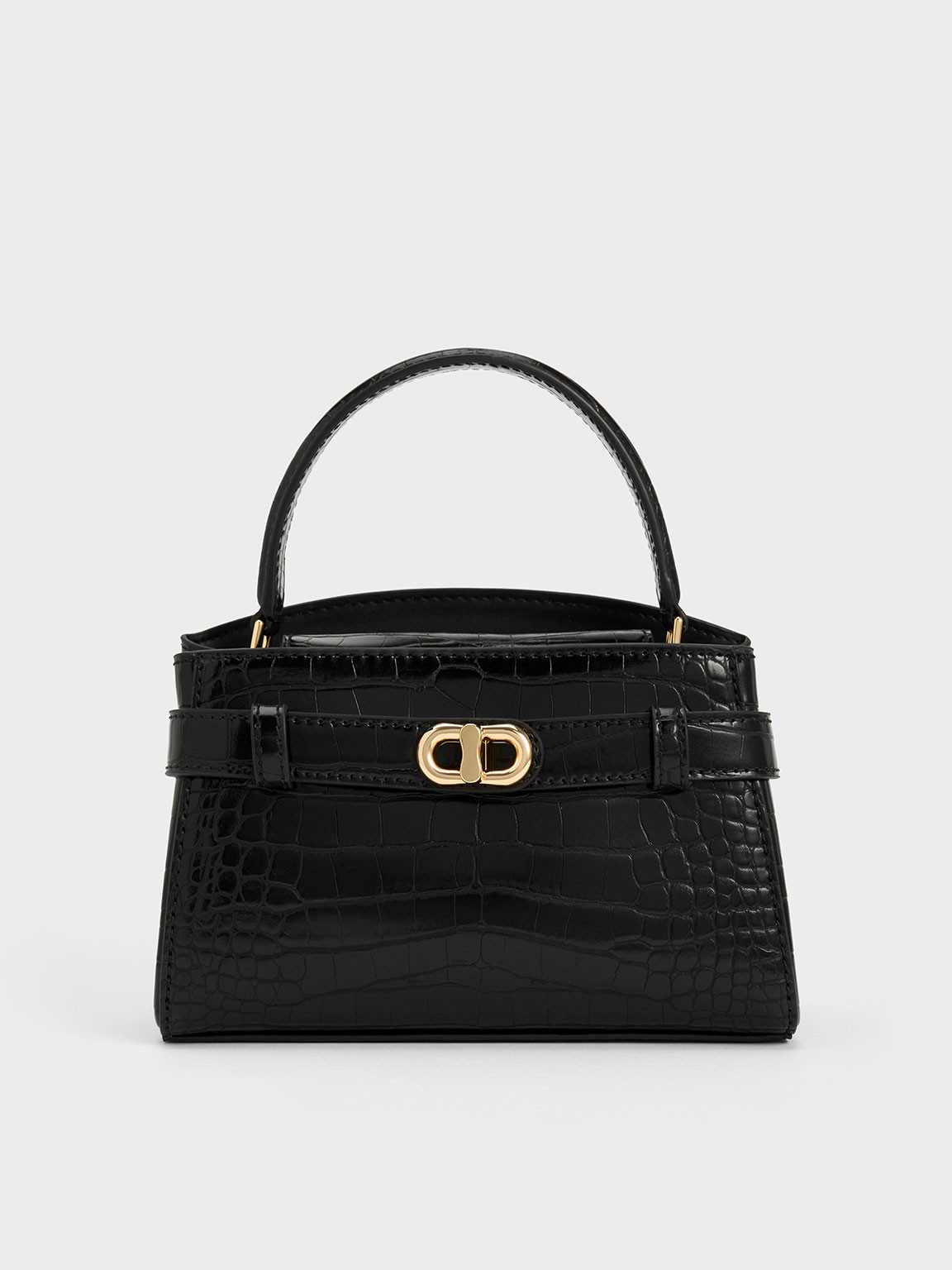 Aubrielle Croc-Effect Top Handle Bag
    
         - Black | Charles & Keith US