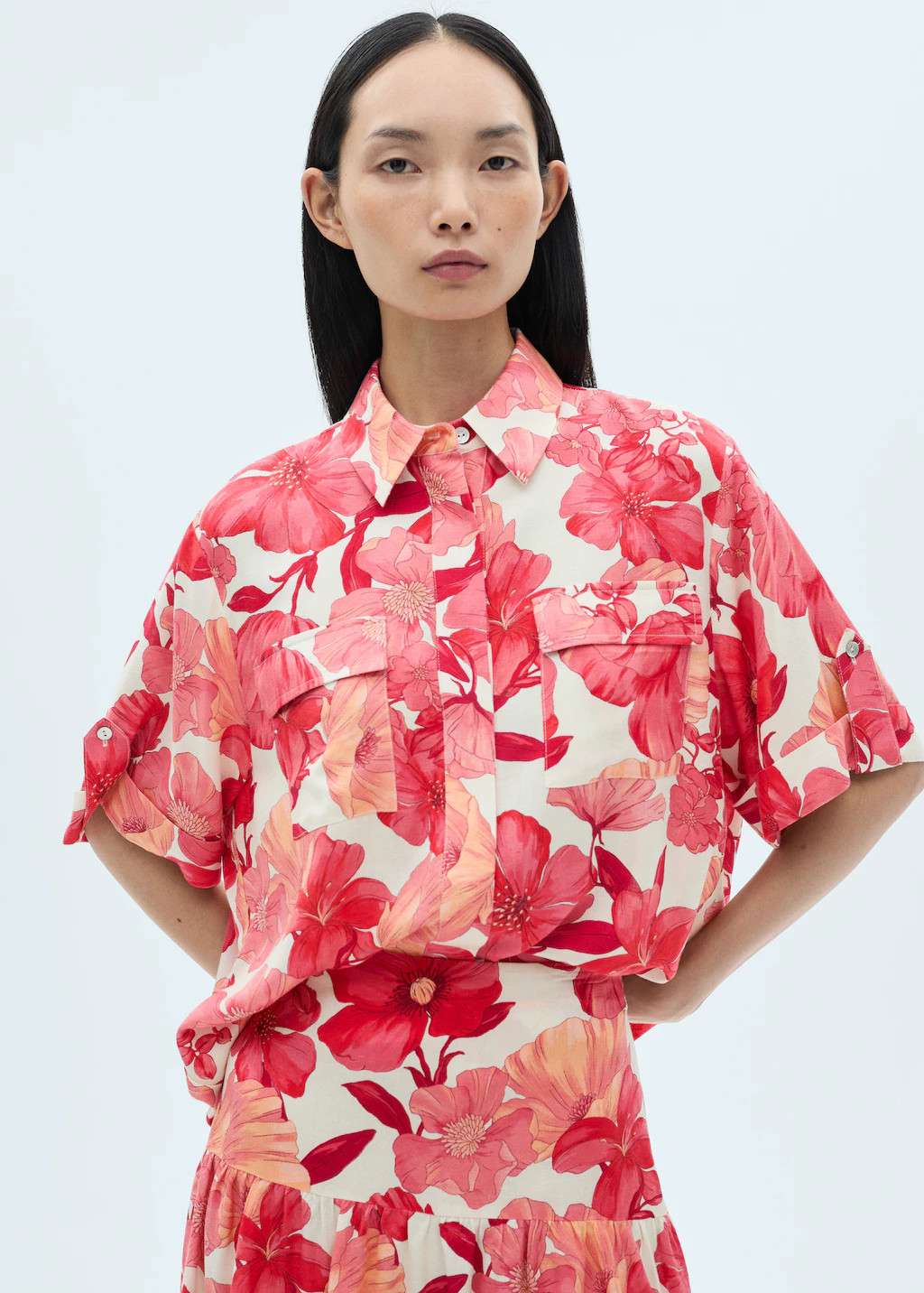 Floral-print shirt with pockets - Women | MANGO USA | Mango (US/MX/AU)