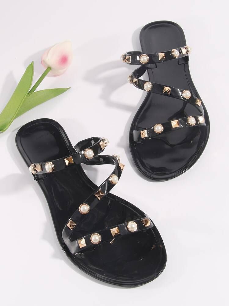 Studded & Faux Pearl Decor Slides | SHEIN