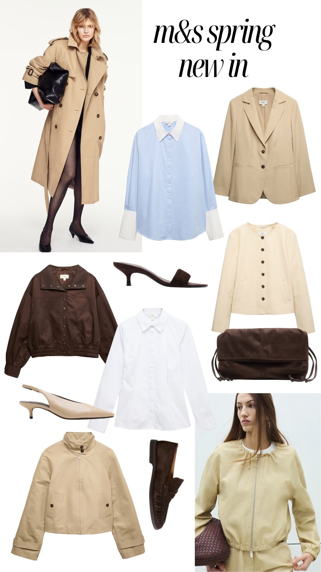 M&S New In for Spring 🌷 trench coats, funnel neck jackets, utility jackets, blazers and shirts, workwear, suede shoes, loafers, chocolate brown

#LTKspring #LTKworkwear #LTKstyletip