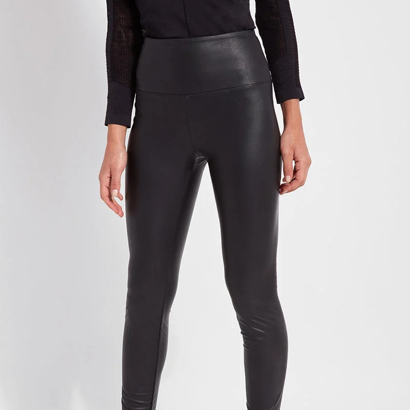 Lysse Textured Leather Legging - Plus Size - Black - 1X | Verishop