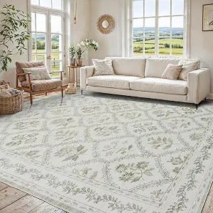 Sage Green Rugs for Bedroom 6x9 Area Rug for Living Room Machine Washable Light Green Cream Beige... | Amazon (US)
