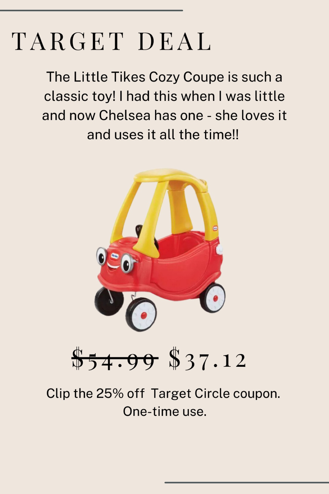 Little Tikes Cozy Coupe on sale at Target! Clip the 25% off target circle coupon! 

#LTKKids #LTKSaleAlert