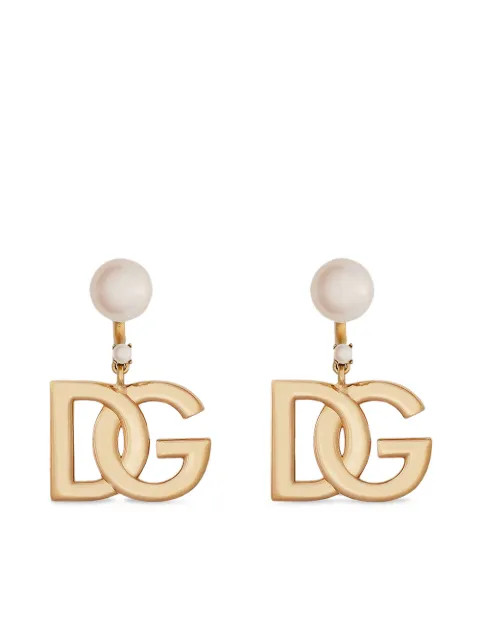 logo pearl-embellished drop earrings | Farfetch (US)