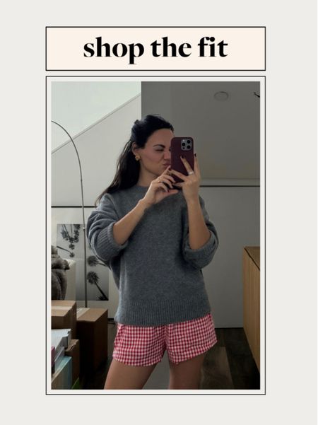 comfy style ootd | springs trends fashion | red boxer shorts | styling boxer shorts | grey sweater 

#LTKtravel #LTKfindsunder100 #LTKstyletip