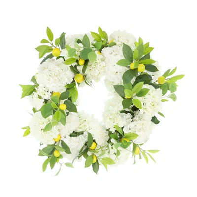 22" Spring Wreath with Hydrangeas and Lemons | Wayfair North America